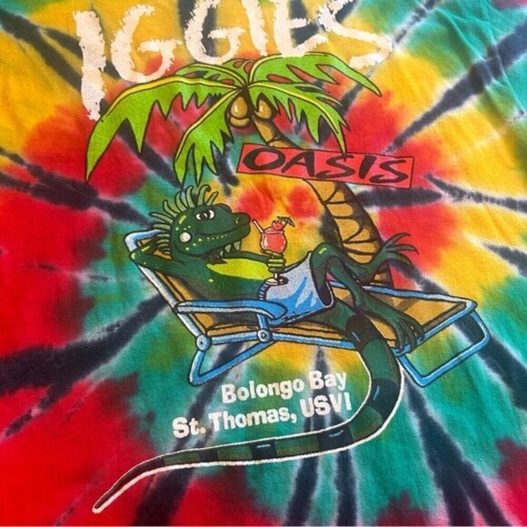 Iggie's Oasis, Bolongo Bay, St. Thomas USVI, tie dye unisex crewneck tee Medium - Picture 7 of 15